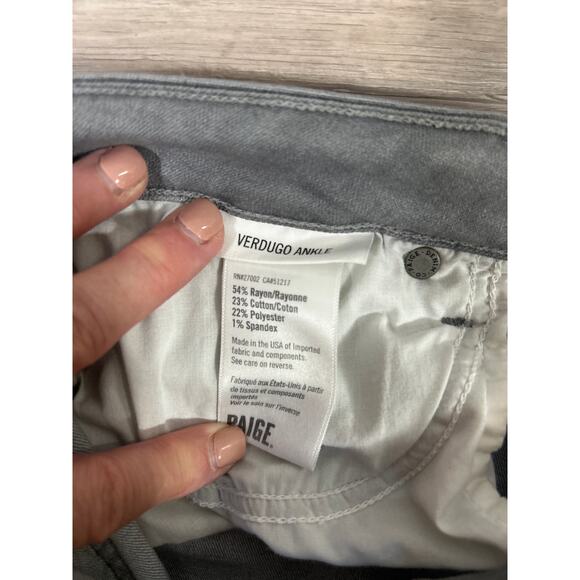 Paige Verdugo Ankle skinny stretch Jeans in Dove gray size women’s 30 - Picture 4 of 8